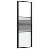 vidaXL Steklena vrata Črtasto Črna 76 x 3,5 x 201,5 cm Aluminij