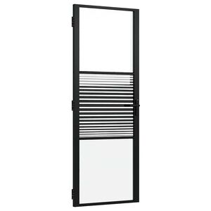 vidaXL Steklena vrata Črtasto Črna 76 x 3,5 x 201,5 cm Aluminij