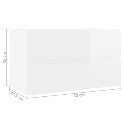 vidaXL Omarica za umivalnik visok sijaj bela 80x38,5x45 cm iverna pl.