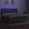vidaXL Box spring postelja z vzmetnico LED taupe 200x200 cm blago