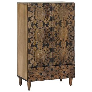 vidaXL Visoka omara z vrati Rjava 60 x 33,5 x 100 cm Masiven les manga