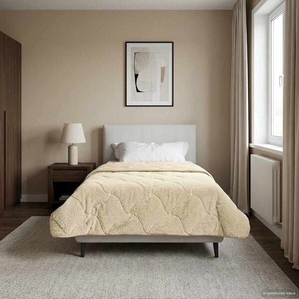 vidaXL Zimska posteljnina krema 140 x 200 cm Mikrofibra in Teddy flis