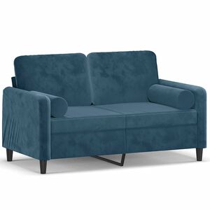 vidaXL Kavč dvosed z okrasnimi blazinami moder 120 cm žamet
