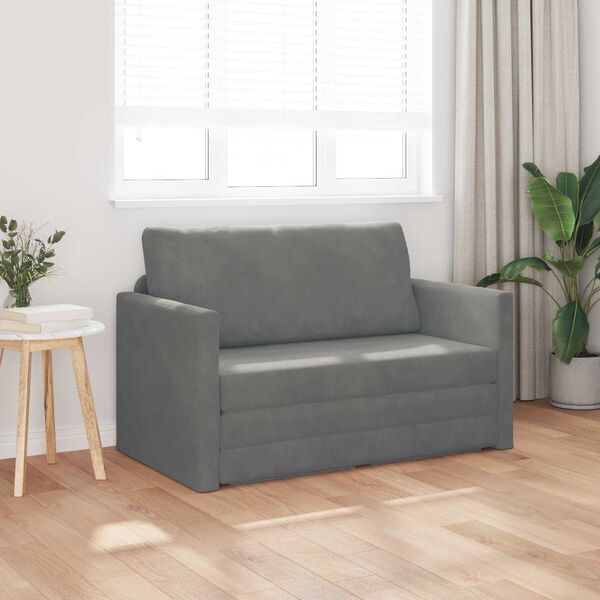 vidaXL Sofa postelja 110cm Temno siva Žamet