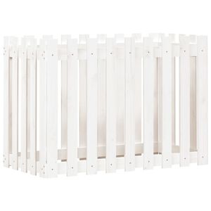 vidaXL Vrtna visoka greda z ograjico bela 100x50x70 cm trdna borovina