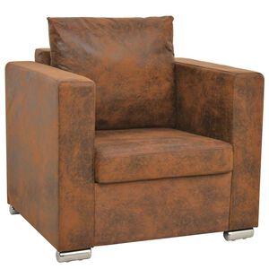 vidaXL Fotelj rjav 82x73x82 cm umetno semi&scaron; usnje