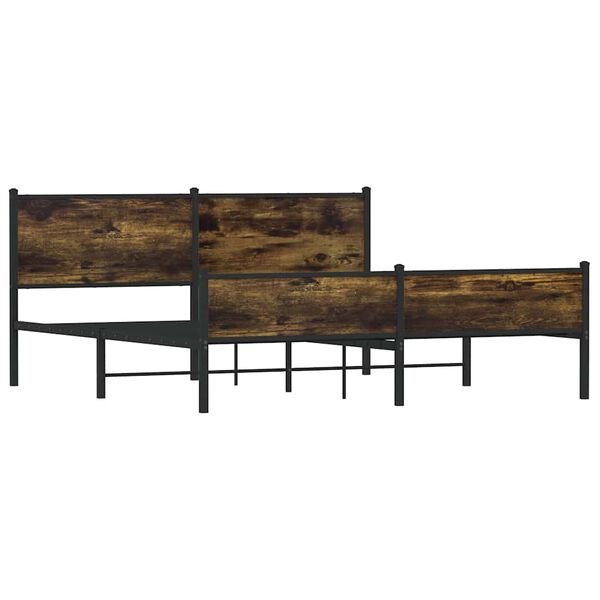 vidaXL Kovinski posteljni okvir brez vzmetnice dimljen hrast 180x200cm