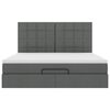 vidaXL Otomanska postelja z vzmetnico&LEDs temno siva 180x200cm blago