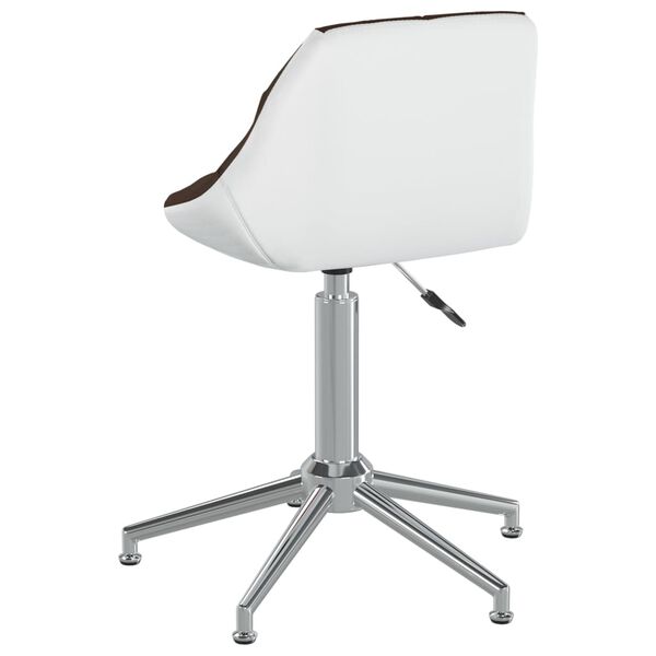 vidaXL Vrtljiv jedilni stol rjavo in belo umetno usnje