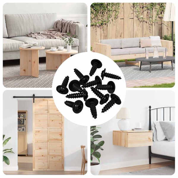 vidaXL Žebelj s samočrtnim navojem 12 pcs Črna 3,5 x 12 mm elezo