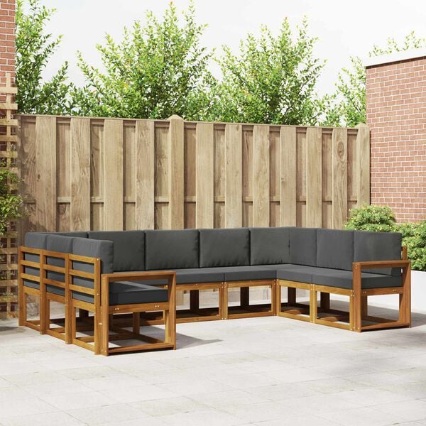 vidaXL Zunanja garnitura za sedenje 9 pcs Naravna in antracitna