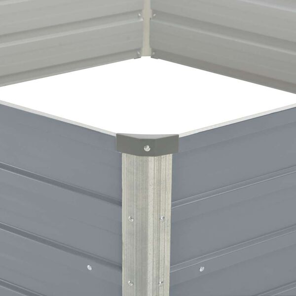 vidaXL Dvignjeno Vrtno Korito 129x129x45 cm Pocinkano Jeklo Sive Barve