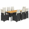 vidaXL Vrtna bistro garnitura 9-delna z blazinami črn poli ratan