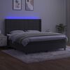 vidaXL Box spring postelja z vzmetnico LED temno siva 180x200 cm žamet