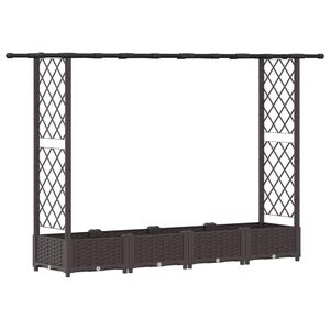 vidaXL Dvignjeno leži&scaron;če s trellisom in streho Rjava 203 x 40 x 121 cm