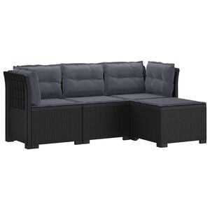 vidaXL 4-sedežna vrtna sofa z blazinami, rattan videz PP Antracit