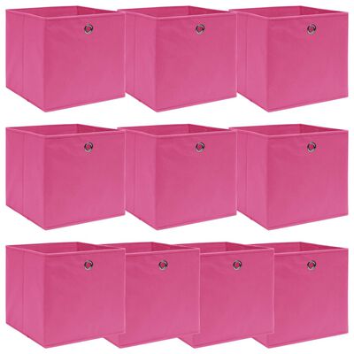 vidaXL Škatle za shranjevanje 10 kosov roza 32x32x32 cm blago