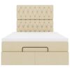 vidaXL Otomanski posteljni okvir z vzmetnico krem 120x200 cm blago