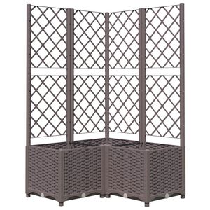 vidaXL Cvetlično korito z oporno mrežo rjavo 80x80x136 cm PP