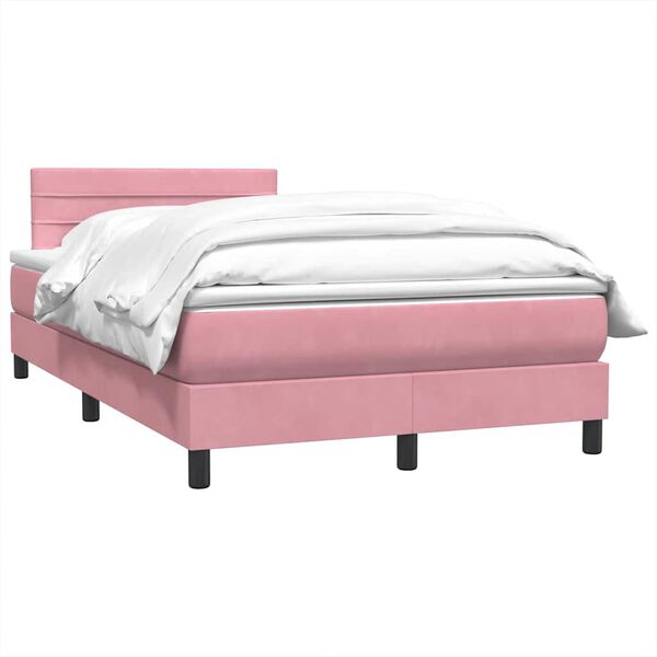 vidaXL Box Spring postelja z vzmetnico Pink 120x220 cm Velvet