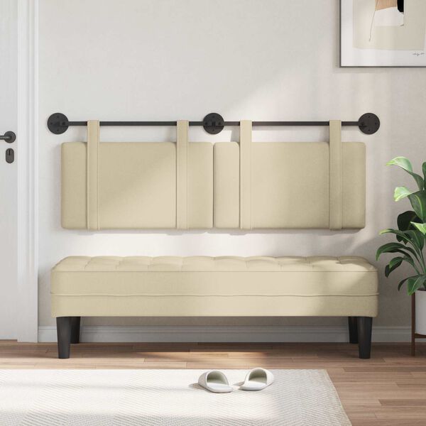 vidaXL Visoki naslon za glavo Enobarvno krema 150 x 55 x 5 cm blago