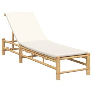 vidaXL Ležalnik z blazinami 55x199x30 cm bambus