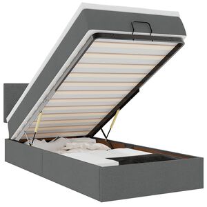 vidaXL Otomanska postelja z vzmetnico & LEDs temno siva 90x200 cm