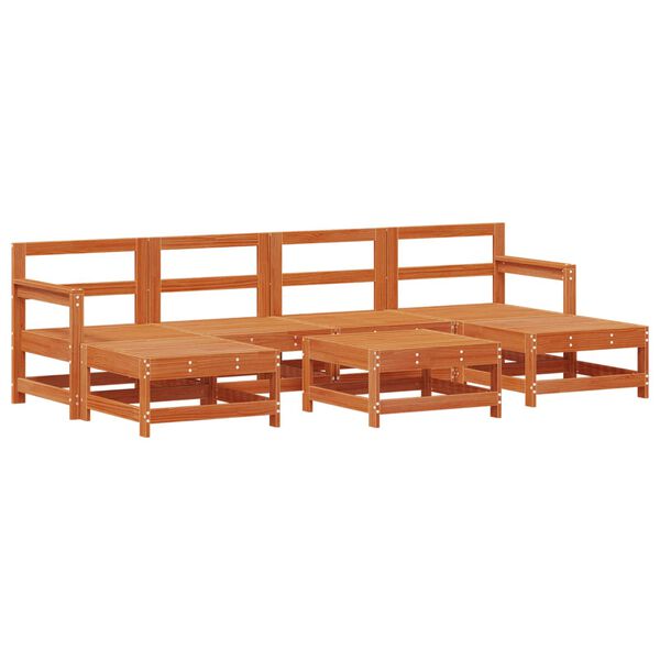 vidaXL Vrtna dnevna garnitura 7 pcs Voskan Rjava Masivna borovina