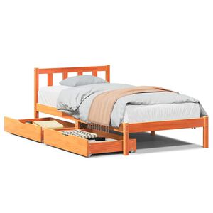 vidaXL Posteljni okvir brez vzmetnice vo&scaron;čeno rjav 90x200 cm borovina