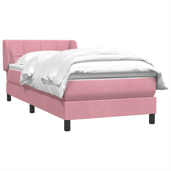 vidaXL Box Spring postelja z vzmetnico Pink 100x220 cm Velvet