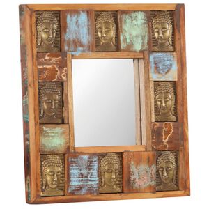 vidaXL Ogledalo z Budo 50x50 cm trden predelan les
