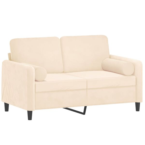 vidaXL Dvosed z vzglavniki in blazinami krem 120 cm žamet