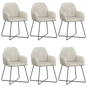 vidaXL Jedilni stoli 6 kos Žamet Krem 55 x 50 x 84 cm