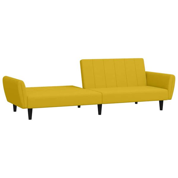 vidaXL Kavč dvosed z leži&scaron;čem rumen žamet