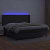 vidaXL Box spring postelja z vzmetnico LED črna 200x200cm umetno usnje