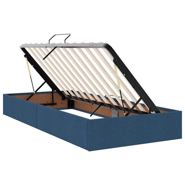 vidaXL Postelja s shranjevanjem Modra 200 x 200 cm Umjetno usnje