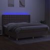 vidaXL Box spring postelja z vzmetnico LED taupe 200x200 cm blago