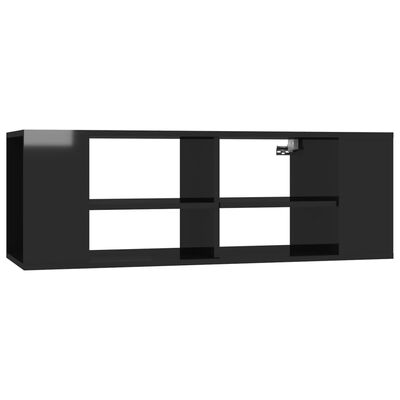 vidaXL Stenska TV omarica visok sijaj črna 102x35x35 cm iverna plošča