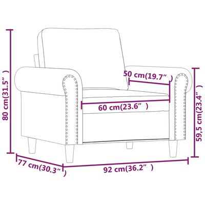 vidaXL Fotelj moder 60 cm žamet