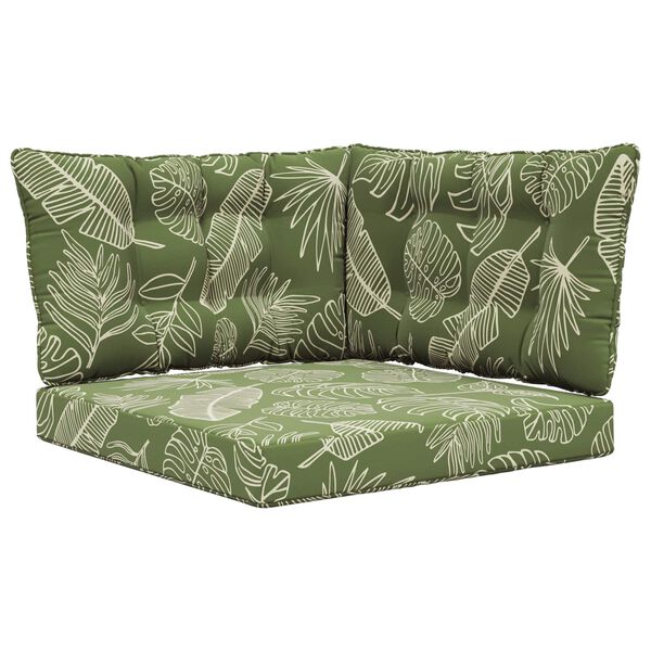 vidaXL Zunanja blazina za kavč 3 pcs Listnati dizajn Poliester