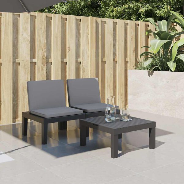 vidaXL Ležalnik z blazinami antraciten PP