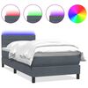 vidaXL Box spring postelja z vzmetnico LED Temno siva 100x220 cm Velvet
