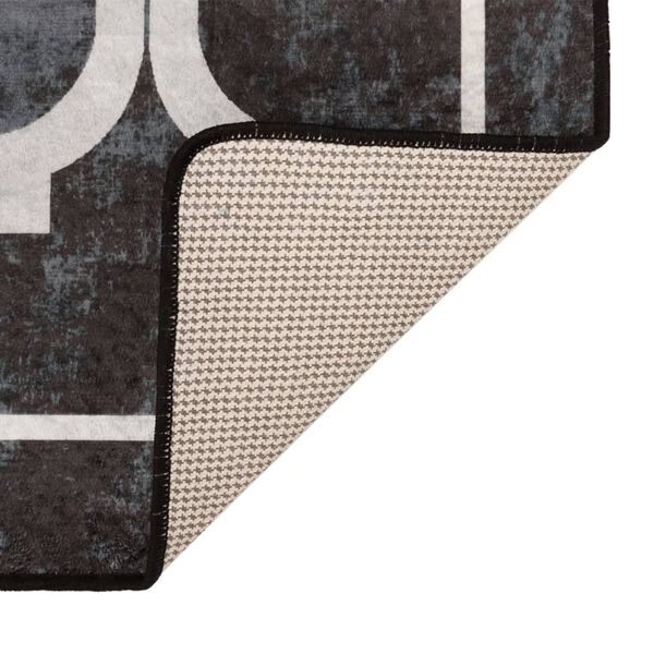 vidaXL Preproga pralna črna in bela 80x300 cm