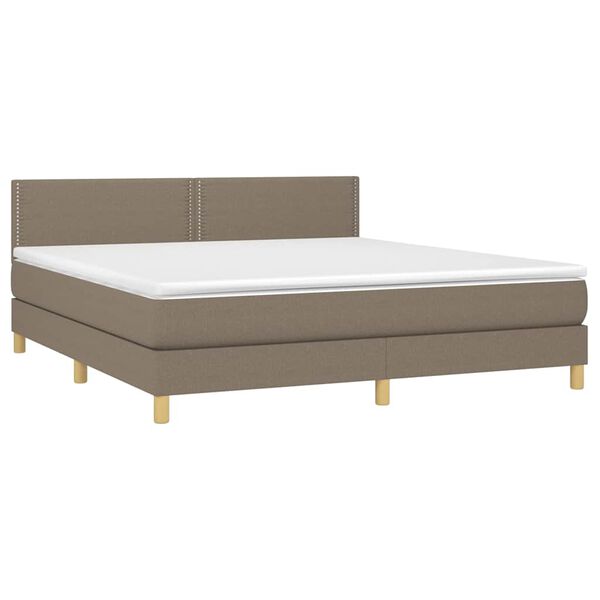 vidaXL Box spring postelja z vzmetnico taupe 180x200 cm blago