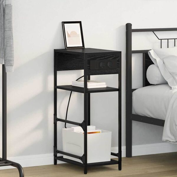 vidaXL Nočna omarica Črna Orehovina 40 x 27 x 76 cm Konstruiran les