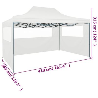 vidaXL Profesionalen zložljiv vrtni šotor s 3 stranicami 3x4 m bel