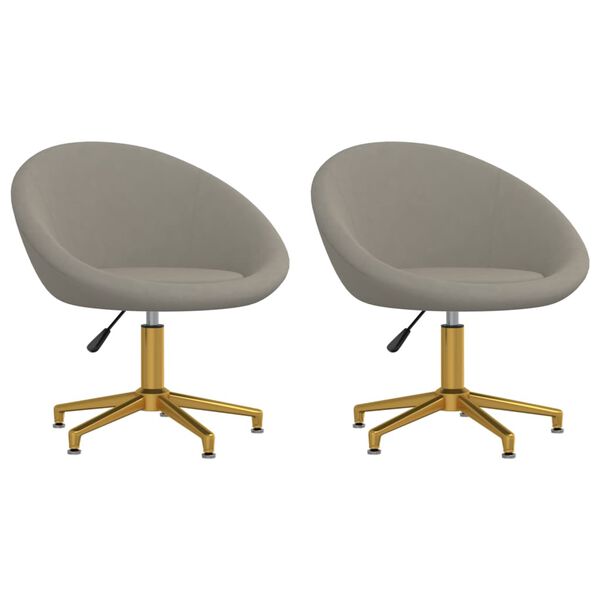 vidaXL Jedilni stol 2 kosa svetlo siv žamet