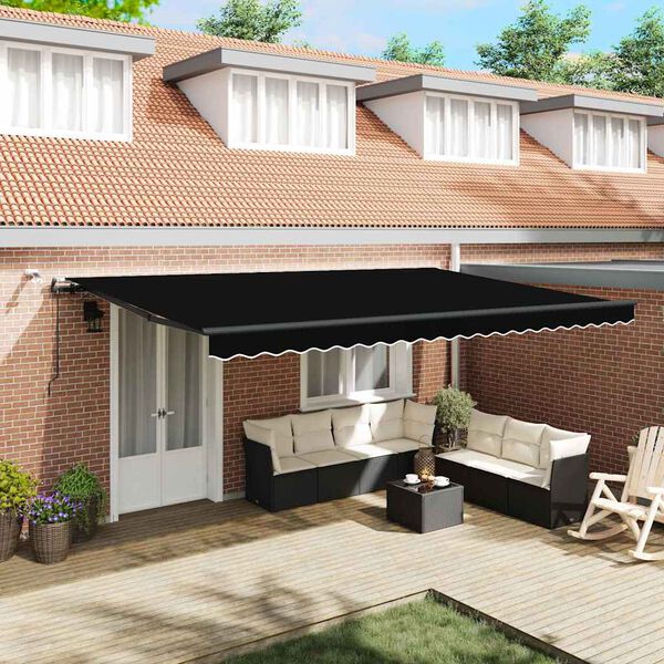 vidaXL Tkanina za senčnik z Črna 500 &times; 350 cm Poliester