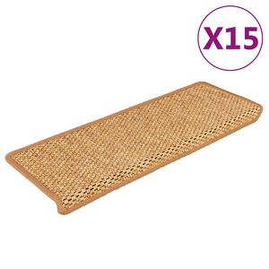 vidaXL Samolepilne preproge za stopnice sisal 15 kosov 65x21x4 sisal