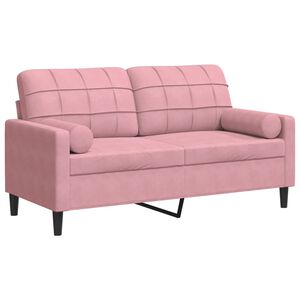 vidaXL Kavč dvosed z okrasnimi blazinami roza 140 cm žamet
